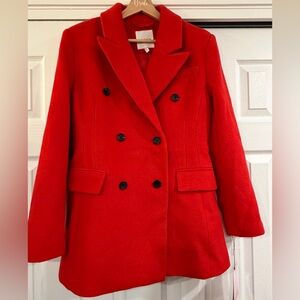 New Avec Les Filles Wool Blend Hourglass Blazer Red